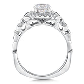 Diamond And Blue Sapphire Halo Engagement